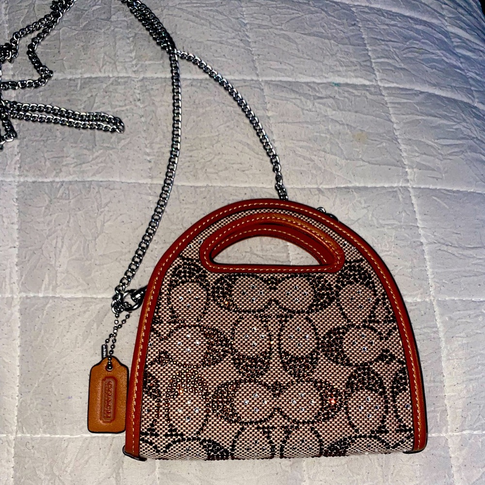 TOP HANDLE CARD CASE IN CRYSTAL SIGNATURE JACQUARD